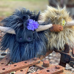Highland Cow Shelf Sitter: Faux Fur Mini Moo Stuffed Gnome