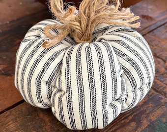 Railroad Stripe Cotton Canvas Ticking Fabric Pumpkin Halloween Fall Home Decor
