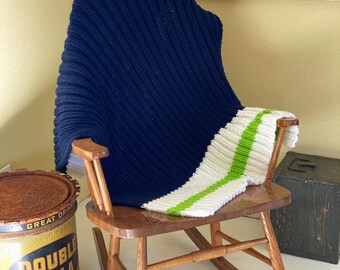 Seattle Team Colors Hand Knit Ribbed Throw Blanket 40" x 60"