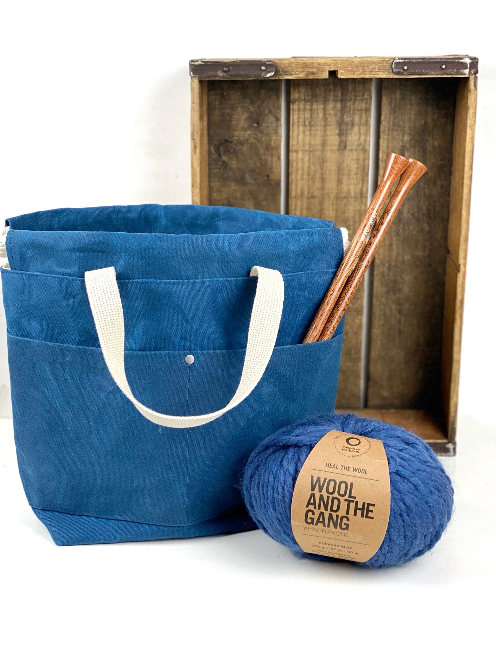 Solid Color Waxed Canvas Project Bag Knit or Crochet Etsy