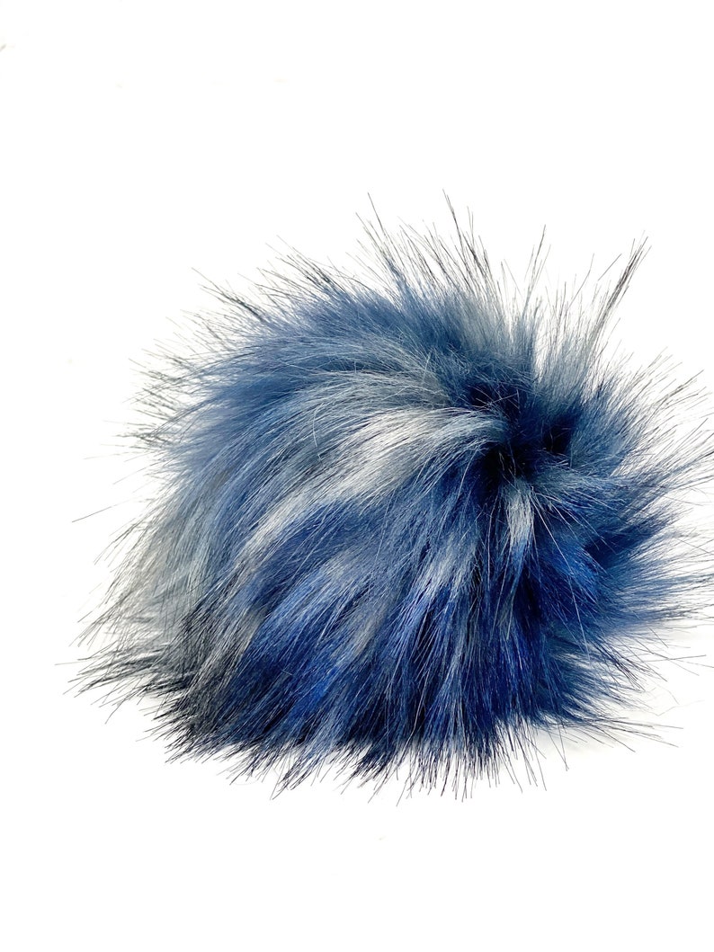Faux Fur Pom Poms stone Washed Blue Faux Fur Pom Poms Etsy