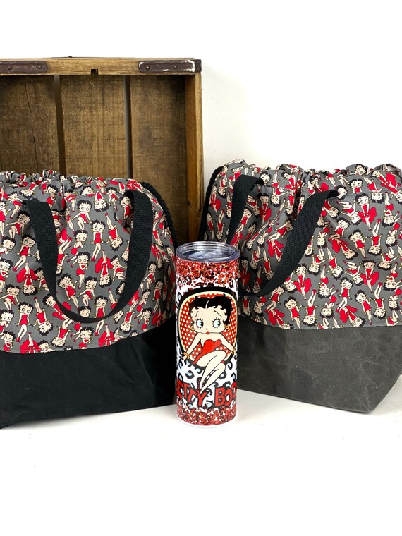 Betty Boop Cotton Project Bag Project Bag for Knitters Waxed