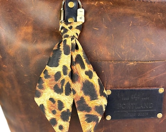 Handmade Animal Print Fabric Keychain | Scarf Key Ring | Carabiner Wristlet Style Bag Charm | Leopard Print Purse Accessory | Gift for Her