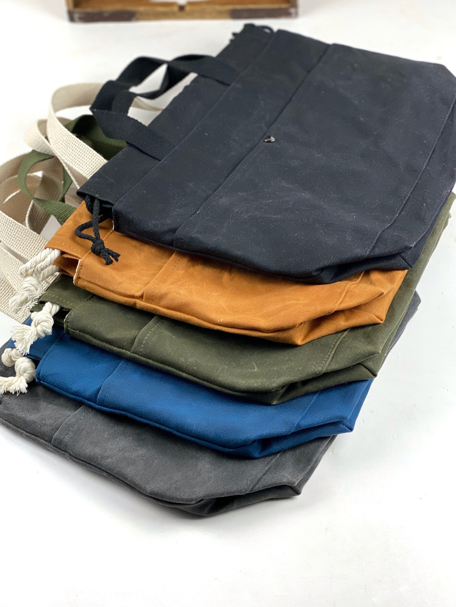 Sage Green Waxed Canvas Project Bag Knit or Crochet Drawstring Etsy