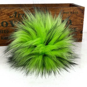 Wicked Faux Fur Pom Pom Lime Green and Black