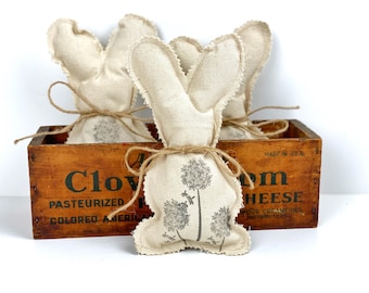 Handmade Canvas Bunny Decor: Rustic Farmhouse Stuffed Rabbit
