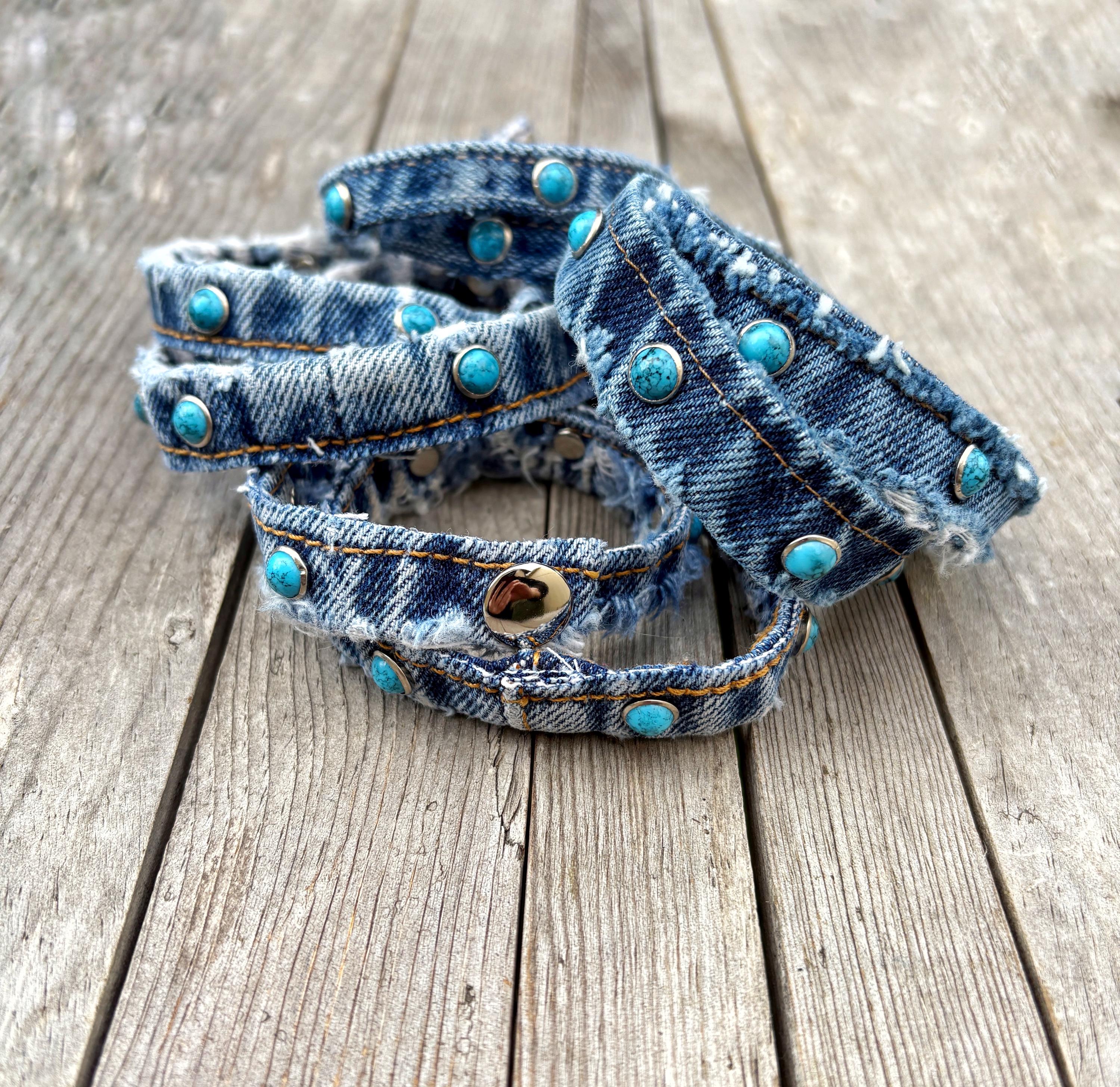 キャピタル　Denim&recycle button Bracelet！　美品 Upcycled Denim Seam Shotgun Shell Copper or Turquoise Rivets