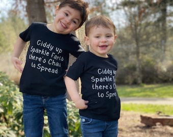 Giddy Up Sparkle Farts T-Shirt: Funny Chaos Tee, Toddler to Adult