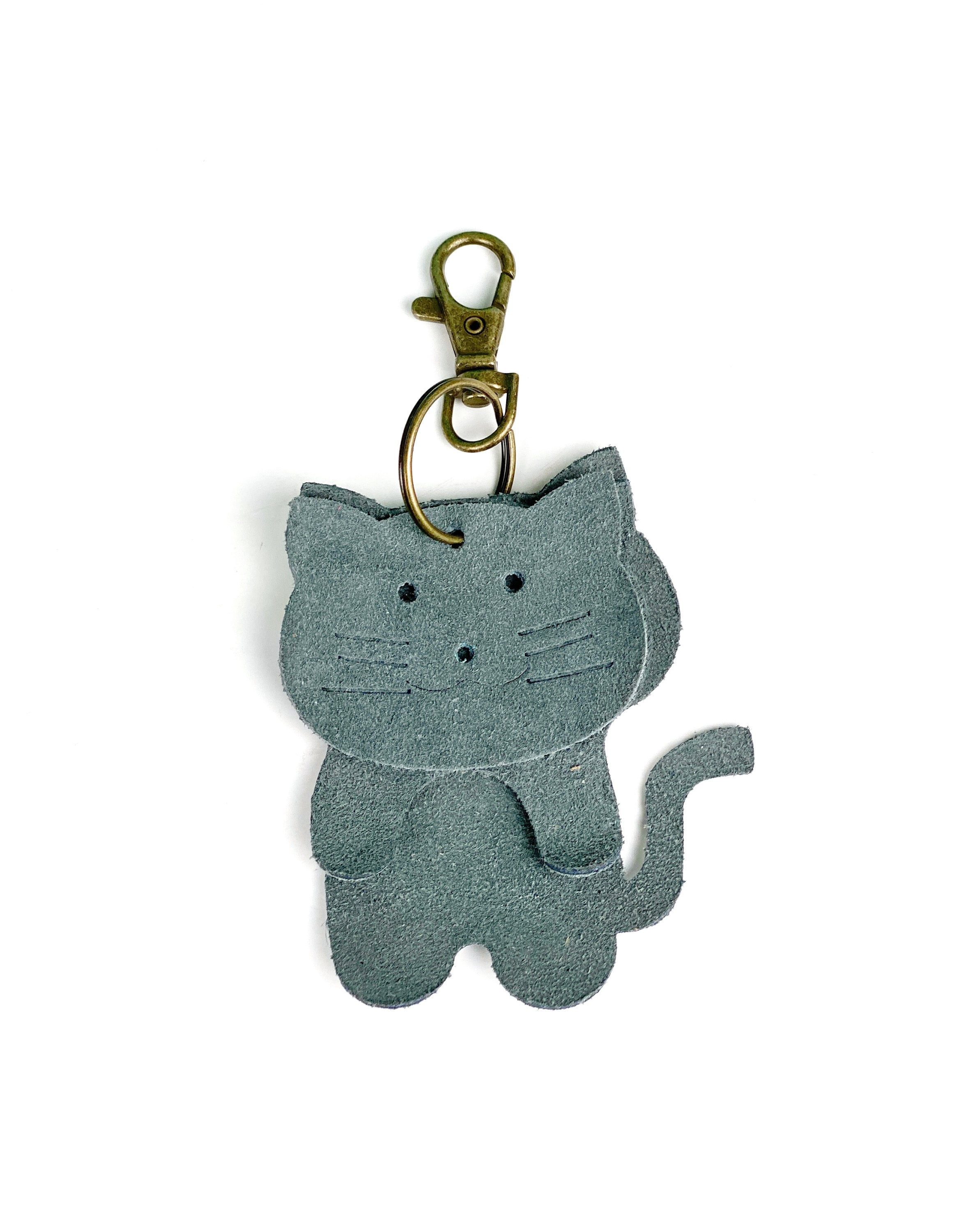 Suède kattensleutelhanger portemonnee bedel, tasclip aan kattenhanger, accessoire schattig kattenliefhebber