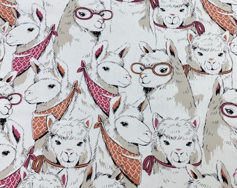 Llamas Cotton Canvas Fabric Home Decor Apparel Fabric by the Yard