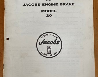 Vintage Jacobs Engine Brake Model 20 Parts Manual 1980