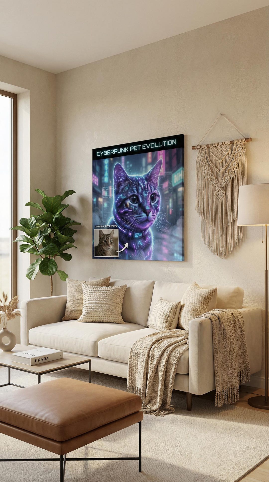 Neon Cyberpunk Pet Portrait, Cat & Dog (Custom Canvas or Digital), FREE ...