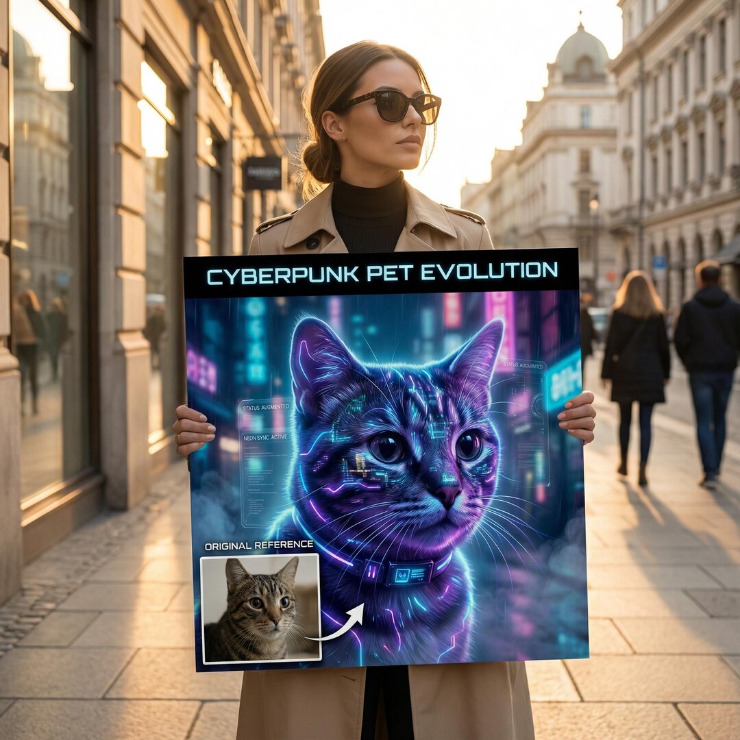 Custom Cyberpunk Pet Portrait | Canvas or Digital | Personalized Cat ...