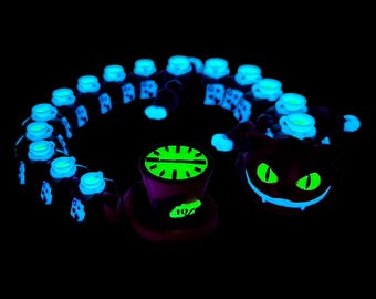 Articulated Glow Cat Dragon Fidget Toy | 3D Printed Desk Decor (Green or Purple)