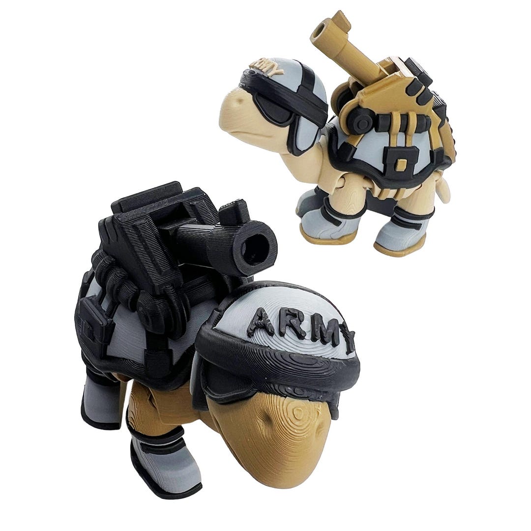Articulated Tank Turtle Figurine – 3D Printed Military Tortoise Toy ...