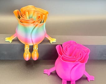 3D Printed Sitting Rose Figurine | Articulated Legs, Desk Decor