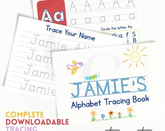 Custom Name Workbook, Personalized Alphabet Tracing Book, Pre-K Handwriting Practice, Printable Preschool, Digital Download, Letter Size PDF