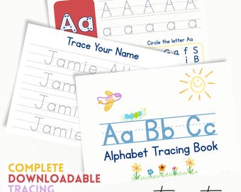 Preschool Toddler Alphabet Tracing Book, Pre-K Handwriting Practice, Printable Preschool, Digital Download, Letter Size PDF