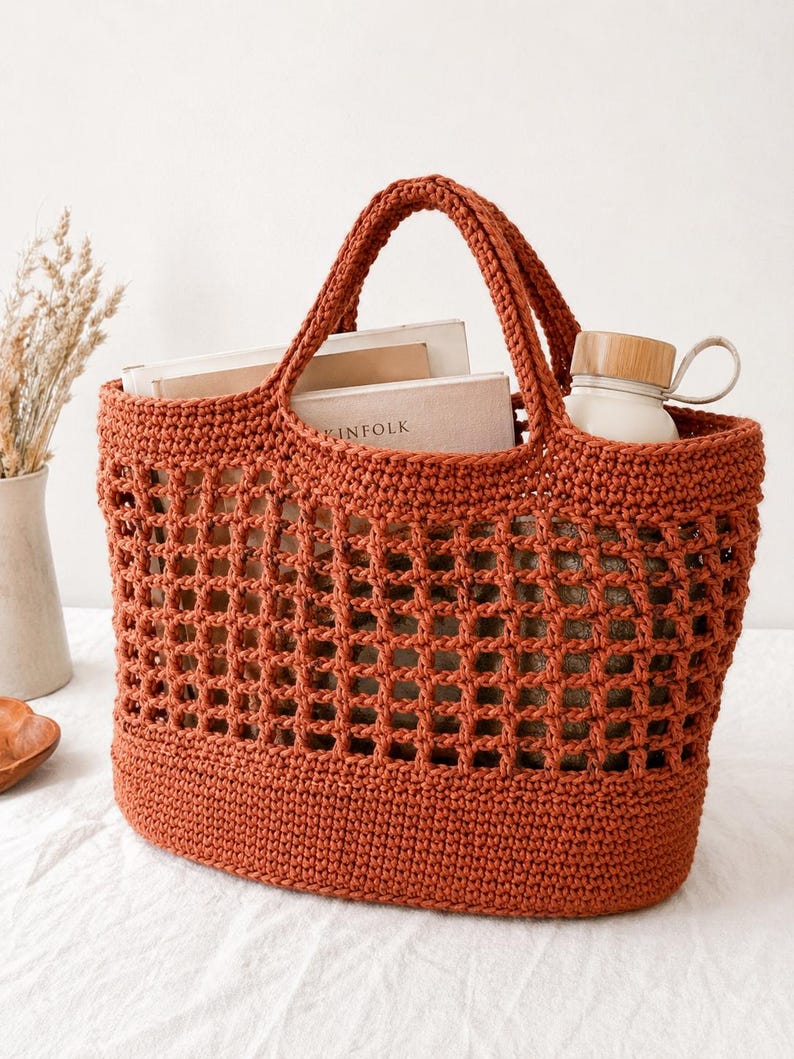 Crochet Market Tote Pattern PDF | Chunky Bottom Mesh Bag | Beginner ...
