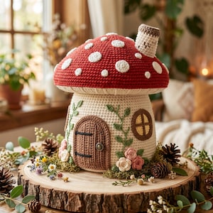 Cozy Cottage Mushroom Crochet Pattern PDF | Mushroom House Amigurumi | Woodland Cottage Crochet | Fairy Garden Decor Pattern