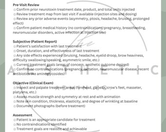 Editable Neurotoxin & Dermal Filler Protocol Checklist with Emergency Vascular Occlusion Protocol