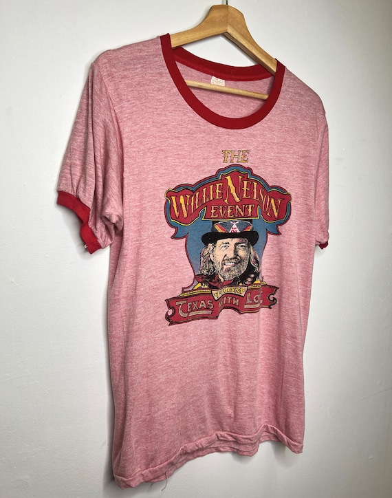 Vtg 70s Willie Nelson 50/50 Ringer Tee - image 2