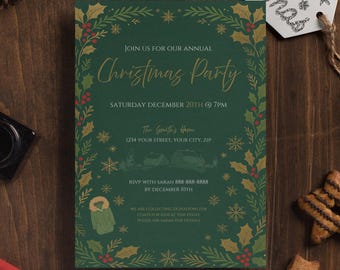 Weihnachtsfeier-Einladung: Bearbeitbare Feiertagsvorlage (Canva)