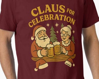 Lustiges Weihnachtshemd Claus zum Feiern PNG | Retro Urlaubs Grafik (Digitaler Download)