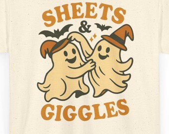 Sheets & Giggles Geist PNG | Lustiges Halloween-Shirt Design | Vintage Geister Paar Kunst | Digitaler Download