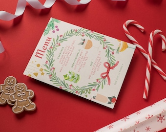 Weihnachtsgetränkemenü-Vorlage: Bearbeitbares Feiertags-Cocktailschild (Digitaler Download)