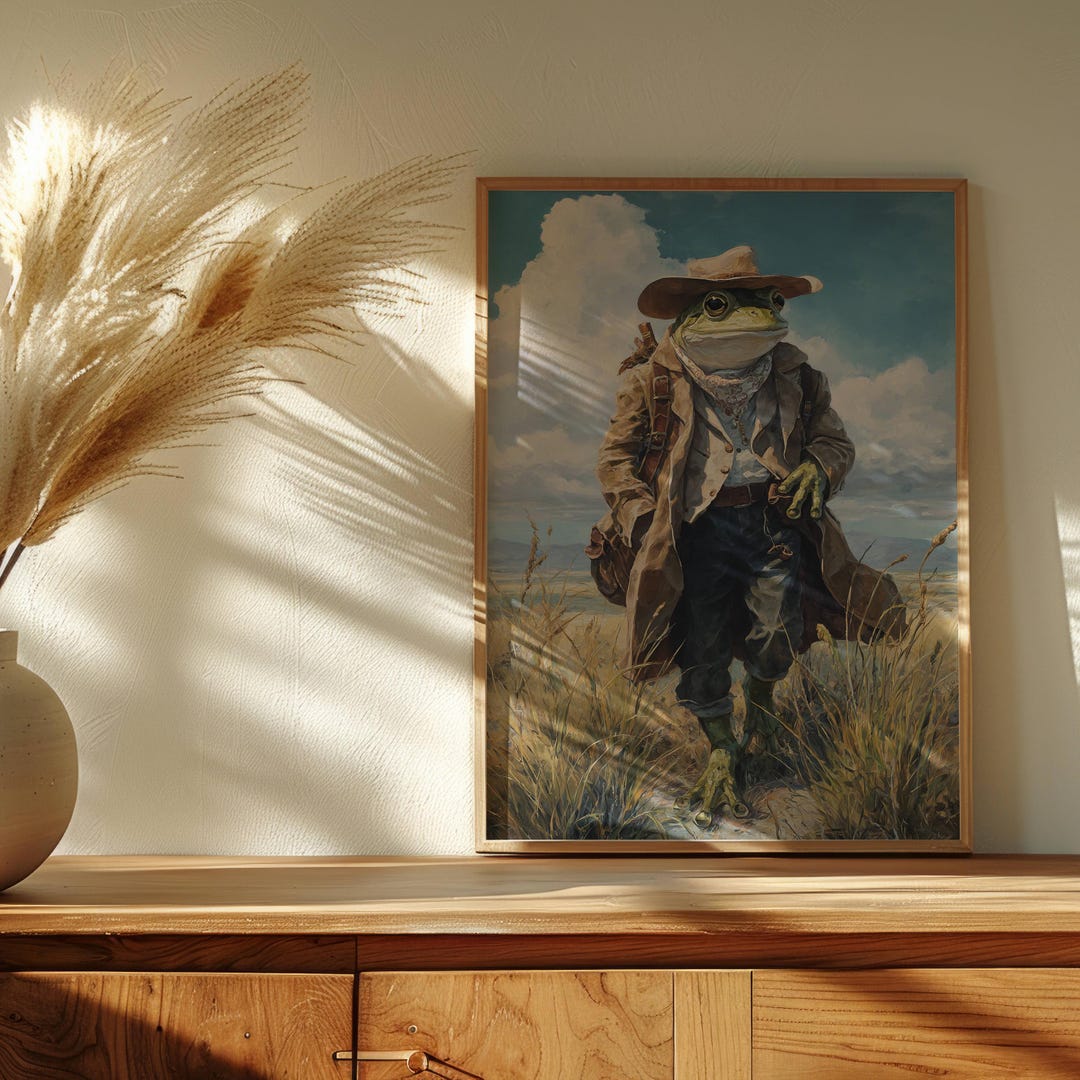 Rustic Frog Hopin' Home, Rustic Frog Wall Art Print, Prairie Decor, Animal Lover ...