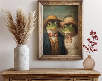 Country frog couple , Rustic Frog Wall Art Print, Prairie Decor, Animal Lover Gift, Country Living, Western Themed, Rustic vibes, western