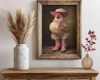 Western Huhn Lady, Huhn Wand Kunst, Bauernhaus Dekor, Tier Liebhaber Geschenk, westliche Kunst, Landleben, Western, Cowgirl, Huhn