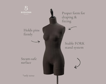 Torso de busto de espuma suave, espuma de poliuretano, con soporte para pasadores, maniquí para pruebas de drapeado.