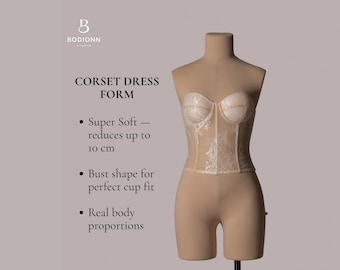 Maniquí para confección de corsés, torso de espuma supersuave, maniquí de costura con alfileres para la confección de lencería y corsés, forma de cintura ajustable