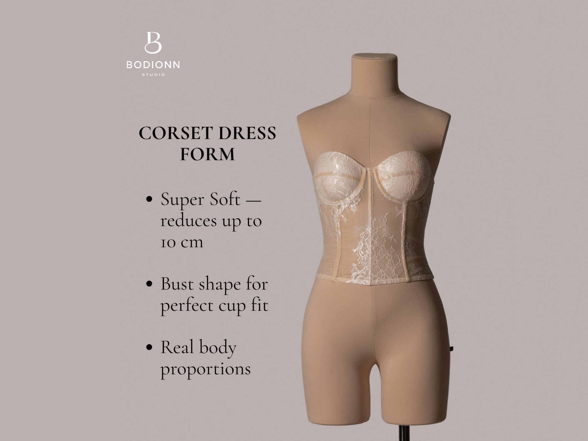 Corset Dress Form Mannequin, Super Soft Foam Torso, Pinnable Sewing Mannequin for Lingerie & Corset Making, Adjustable Waist Form