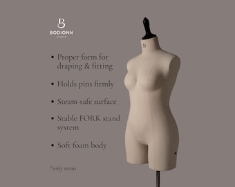 Maniquí femenino profesional: Torso de espuma suave para costura, drapeado y diseño de lencería.