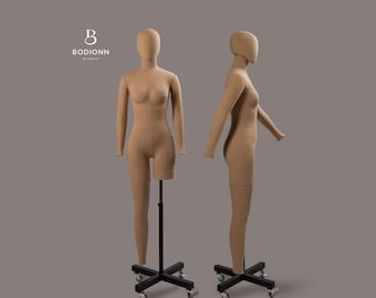 Maniquí profesional de tela suave con brazos, cabeza y piernas – Costura, diseño de lencería, sastrería