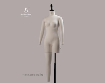 Maniquí de costura profesional de espuma de poliuretano con brazos y piernas.