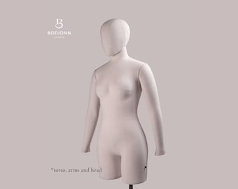 Maniquí femenino profesional con brazos y cabeza, torso para fijar con alfileres.