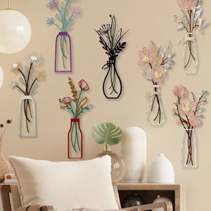 Set of 3 Iron Flower Wall Art, Vintage Cutout Floral Decor, Minimalist Home Accent