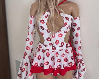 Body para fiesta rave + mangas de hada + falda • Festival • Disfraz de una pieza • EDM • Atuendos personalizados • Conjunto rave hecho a mano •