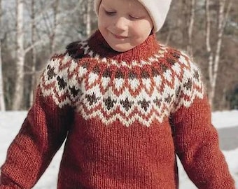 Modèle de tricot de pull islandais pour enfants | Pull à empiècement nordique (PDF)