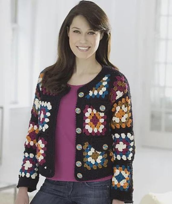 Cardigan carré grand-mère au crochet • Téléchargement PDF