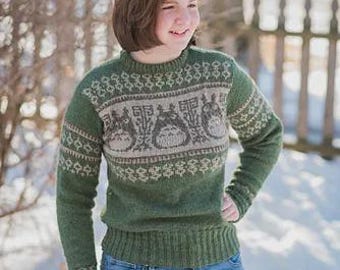 Modèle de tricot de pull en jacquard Forest Fair Isle | Pull nordique PDF | Téléchargement numérique de pull d'hiver