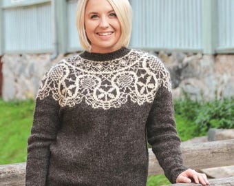 Nordic Yoke Sweater Knitting PDF, Scandinavian Fair Isle Pullover, Winter Wool Sweater Pattern for Women, DIY Colorwork Knit Instructions