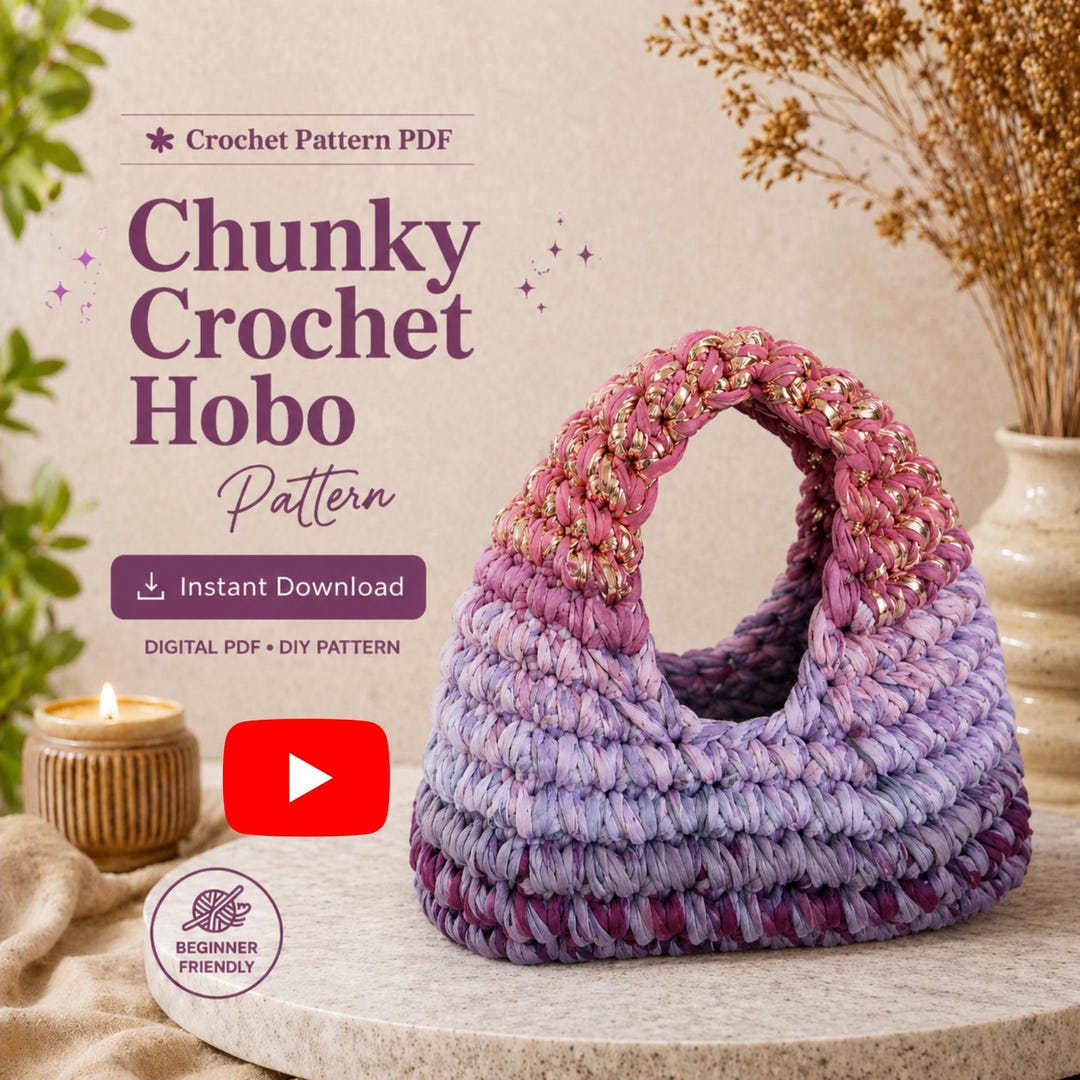 Chunky Crochet Hobo Bag Pattern PDF, Crescent Shoulder Handbag Tutorial ...