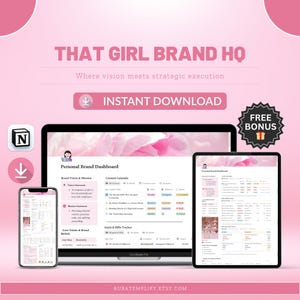 Mall för personlig varumärkesöversikt | Innehållsplanerare och varumärkesstrategi HQ | That Girl HQ Planner för sociala medier | Digital nedladdning