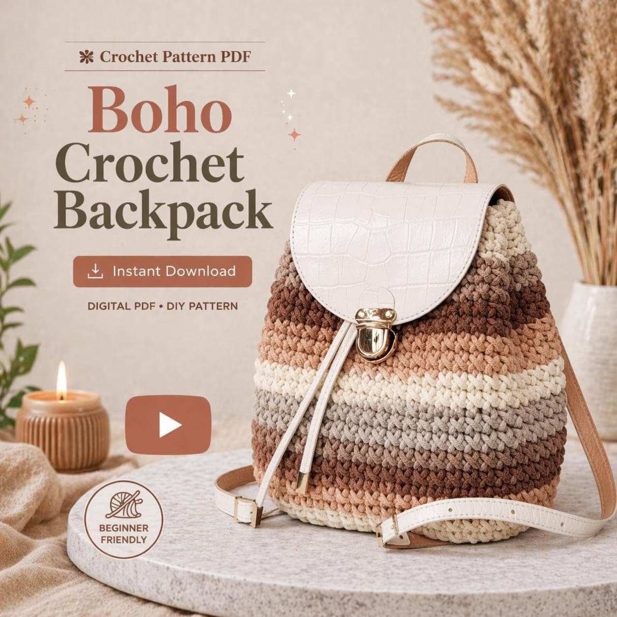 39 Crochet Backpack Patterns with Lambs, Bunnies, and Grannies 11 Crochet Backpack Drawstring Backpack with Flap
