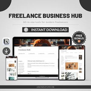 Notion Freelance Business Hub Template, Client CRM Project Manager Finance Tracker Dashboard, Freelancer Organizer, Digital Download